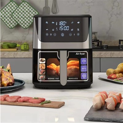 จอแสดงผลดิจิตอลสแตนเลส 10L เครื่องทอดอากาศไฟฟ้าลึกสำหรับการปรุงอาหารที่บ้านน้ำมันฟรีเครื่องทอดอากาศไฟฟ้าลึก